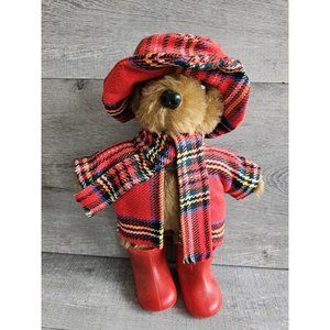 Vtg Wellie Bear Gang Handmade In Scotland By Laura Grant 10" Bear Tartan Coat